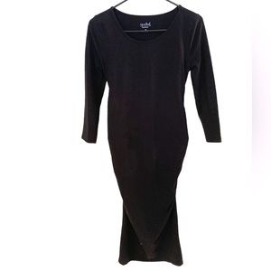Women’s Isabel Maternity Black Long Sleeve Stretchy Midi Dress. Size X-Small.